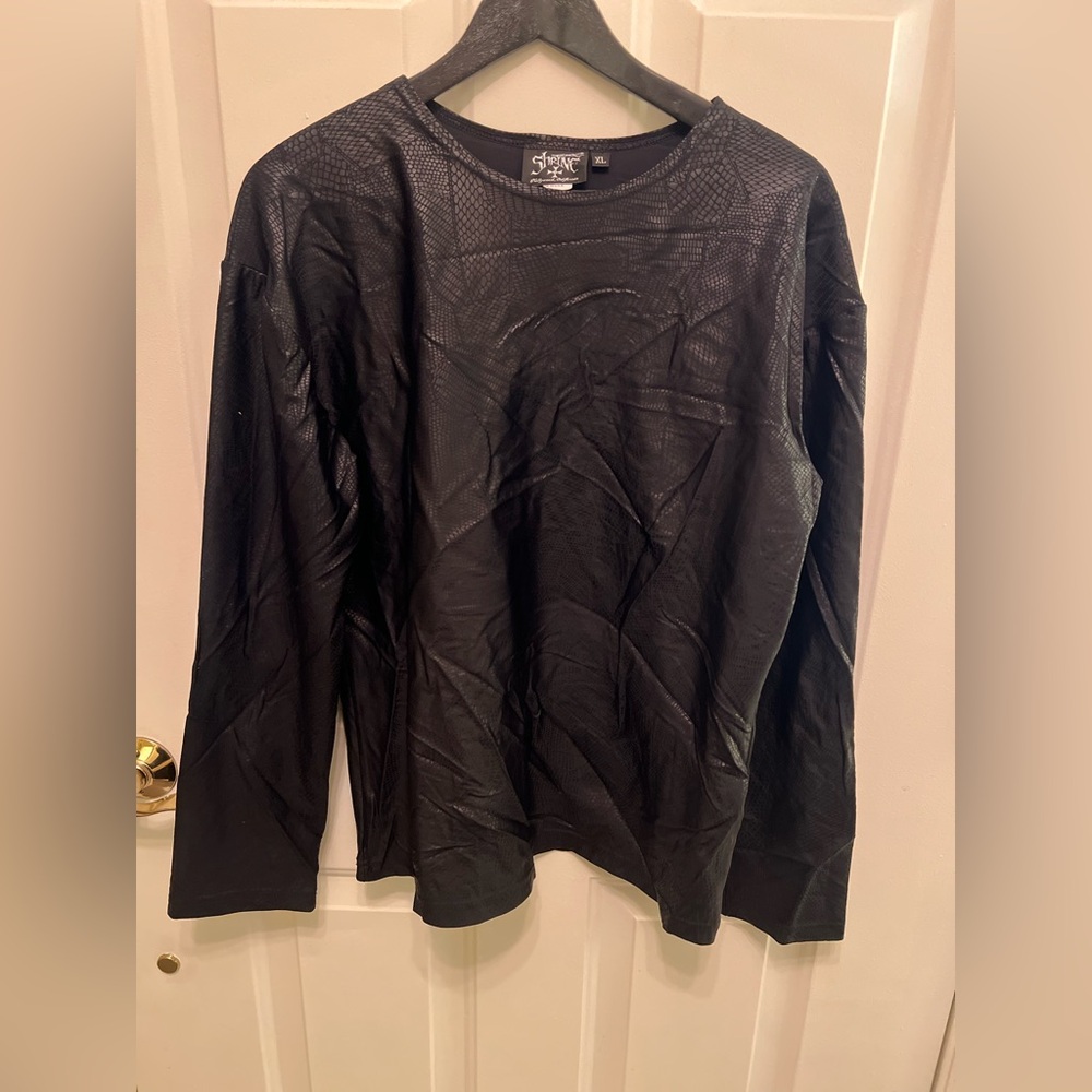 Shrine Of Hollywood California Gothic Top Long Sleeves Animal Print Black XL